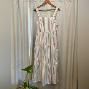 J. Crew White Maxi Dress with Multicolor Stripes